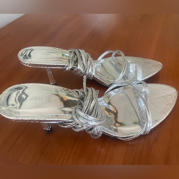 Zara metallic lace-up heels - Picture 6 of 8